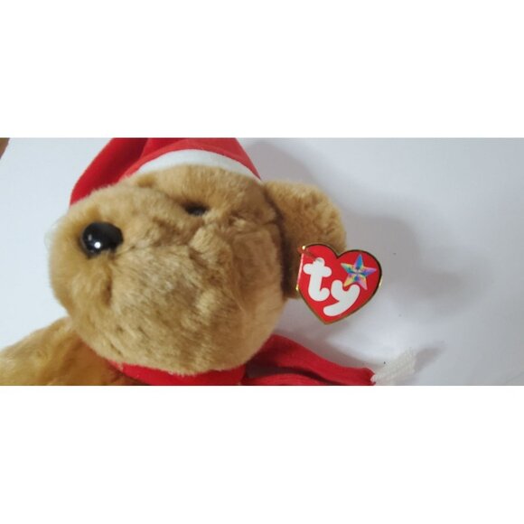 Ty Beanie Babies Teddy Bear Plush With Santa Hat & Scarf Holiday Edition - Picture 6 of 7